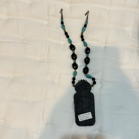 Picasso Marbel Turquoise Austrian Crystals facet Beads pendant necklace Signed - Picture 4 of 11